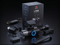 Everything in the LYNX Guardian 360 box — cameras, hardwire kit, GPS antenna, 64GB card, cables and trim tool