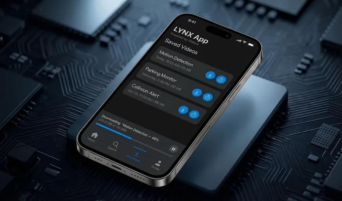 The LYNX app downloading a clip over Wi-Fi